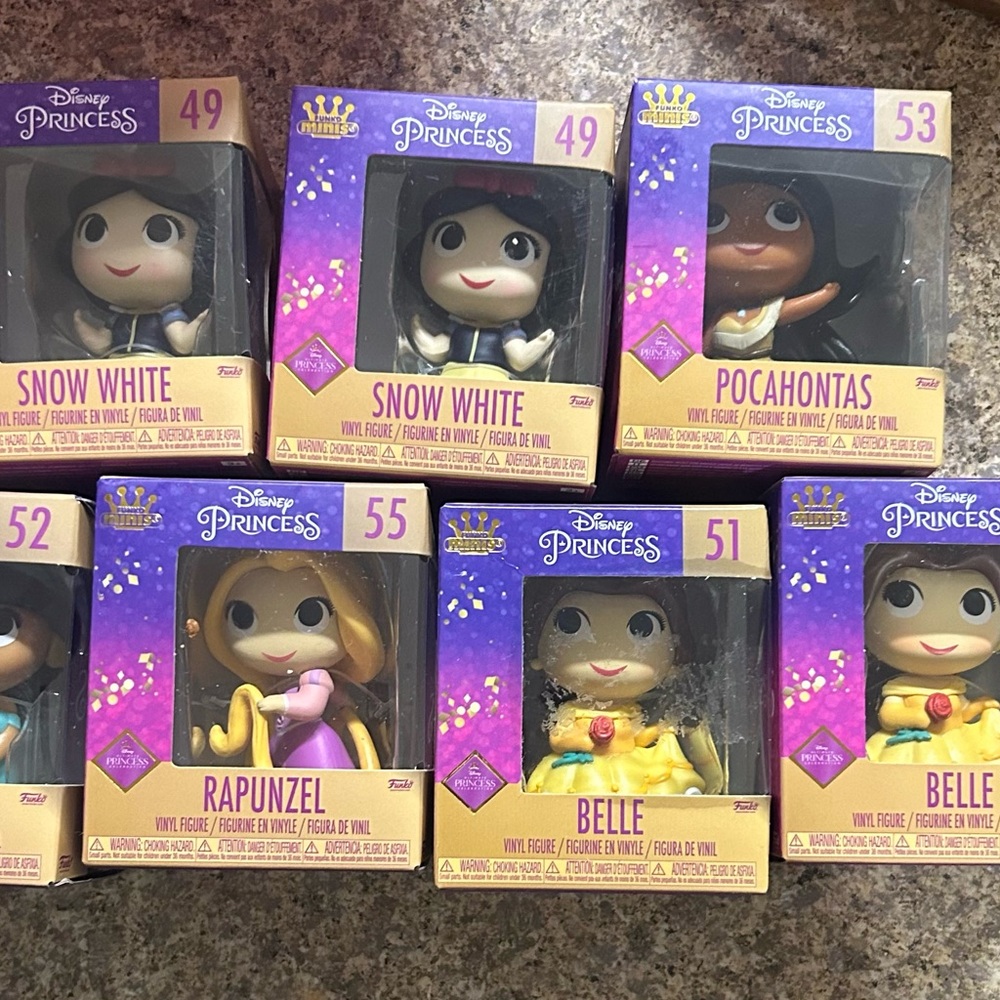 Lot of 7 Disney Princess Funko Pop Minis Collection - Purple and Yellow